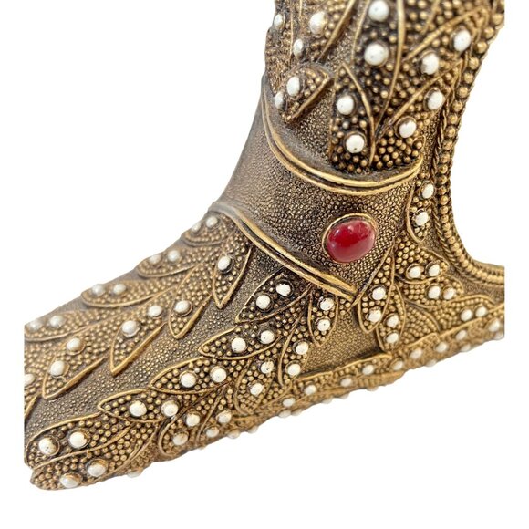 Vintage Mantle Clock with Enameled Metal and Embedded Beads & Roman Numerals. - Picture 6 of 9